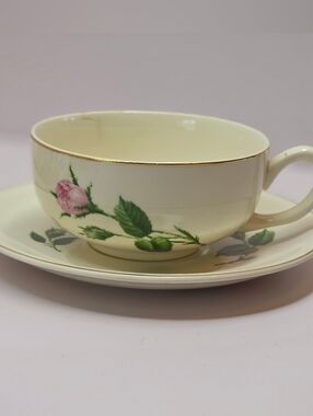 Vintage Floral Pink Rose Teacup and Saucer - Elegant Home Dining Set Of 3